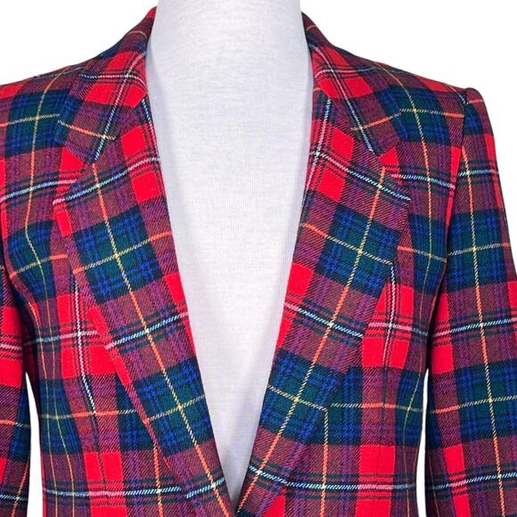 Pendleton Women’s 100% Virgin Wool Red Plaid Blazer Vintage Size 10 EUC - Picture 2 of 12
